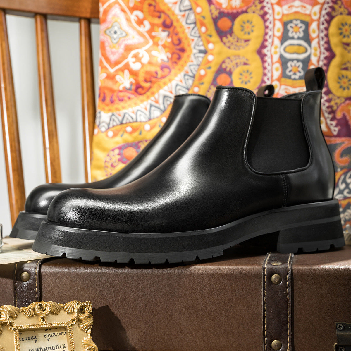 Men's Big Head Chelsea Thick Bottom Warped Hight Boots