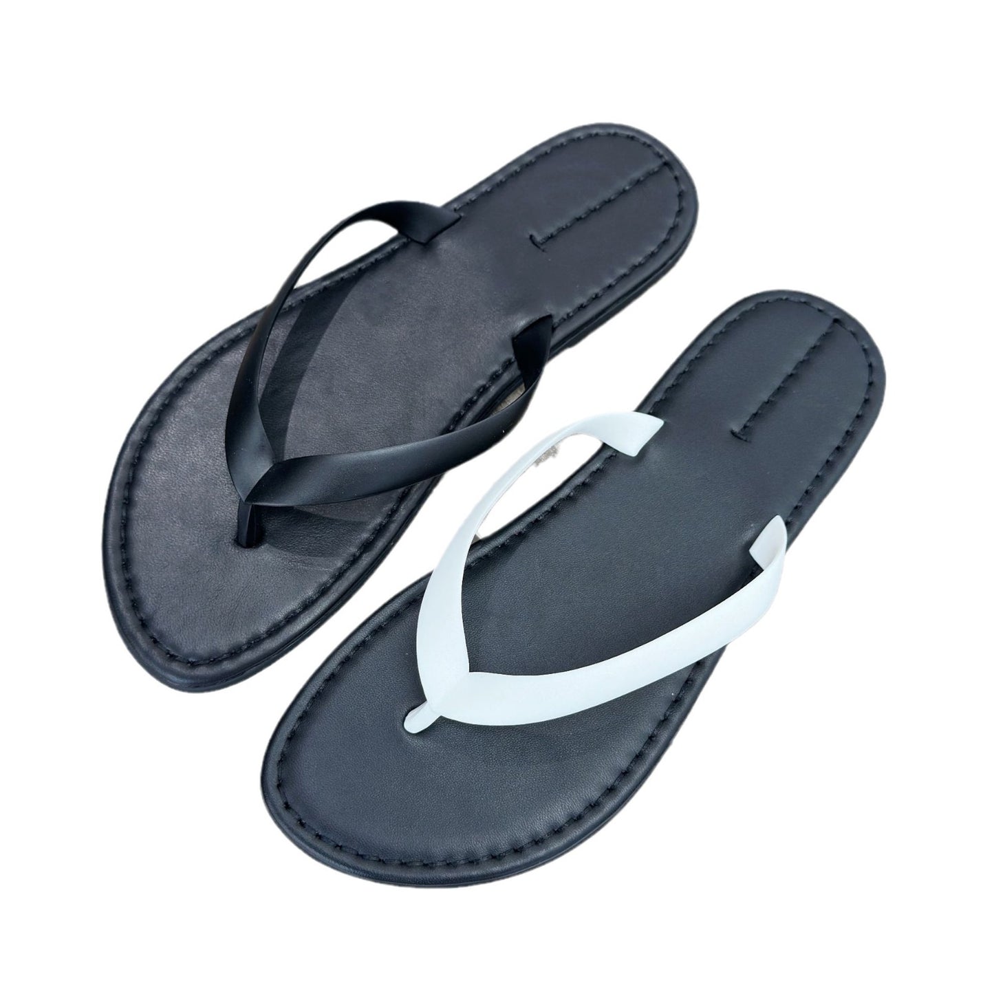 Women's Genuine Flip-flops Summer Flat Simple White Sandals