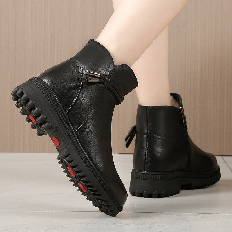 Women's Fur Integrated Plus Veet Thick Cotton Warm First Layer Snow Boots