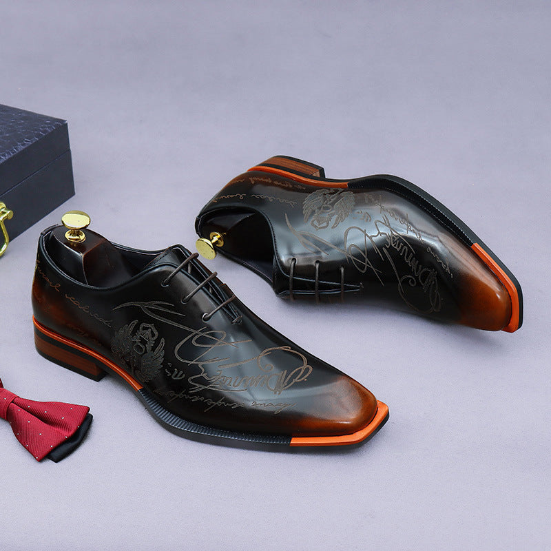 Men's Formal Wear Oxford Cowhide Paint Glossy Men's Business Leather Shoes