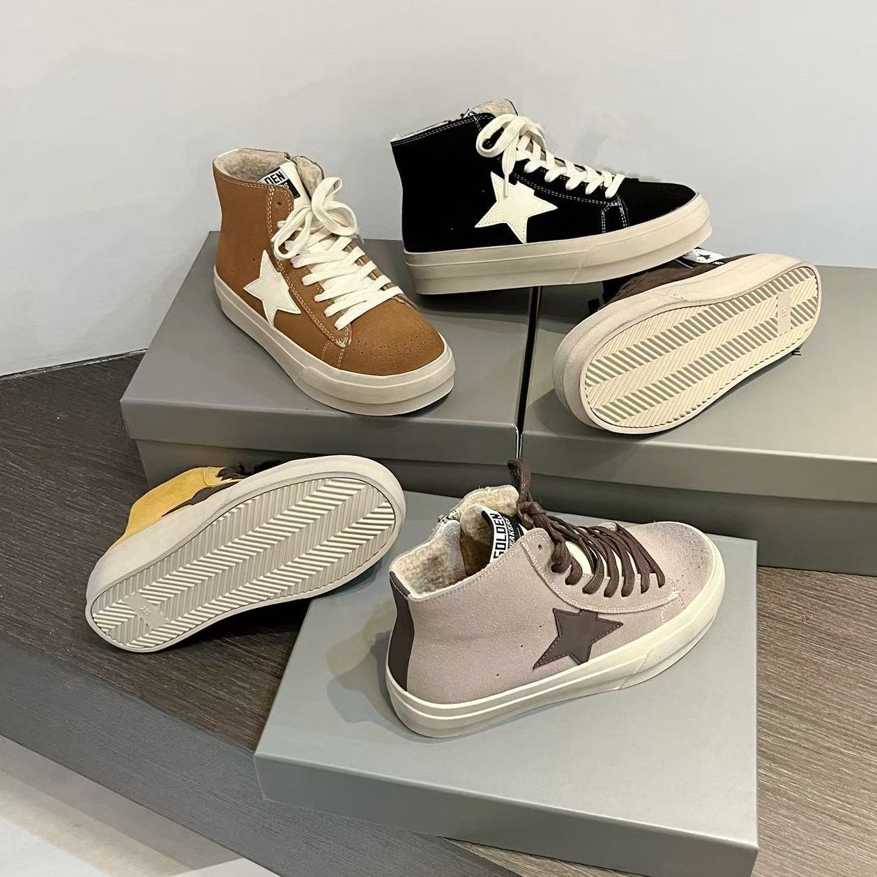 Women's With Fleece Lining Star Little Dirty Fashion Sneakers