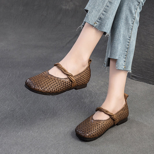 Women's Shu Retro Comfort Flat Artistic Hand-woven Casual Shoes