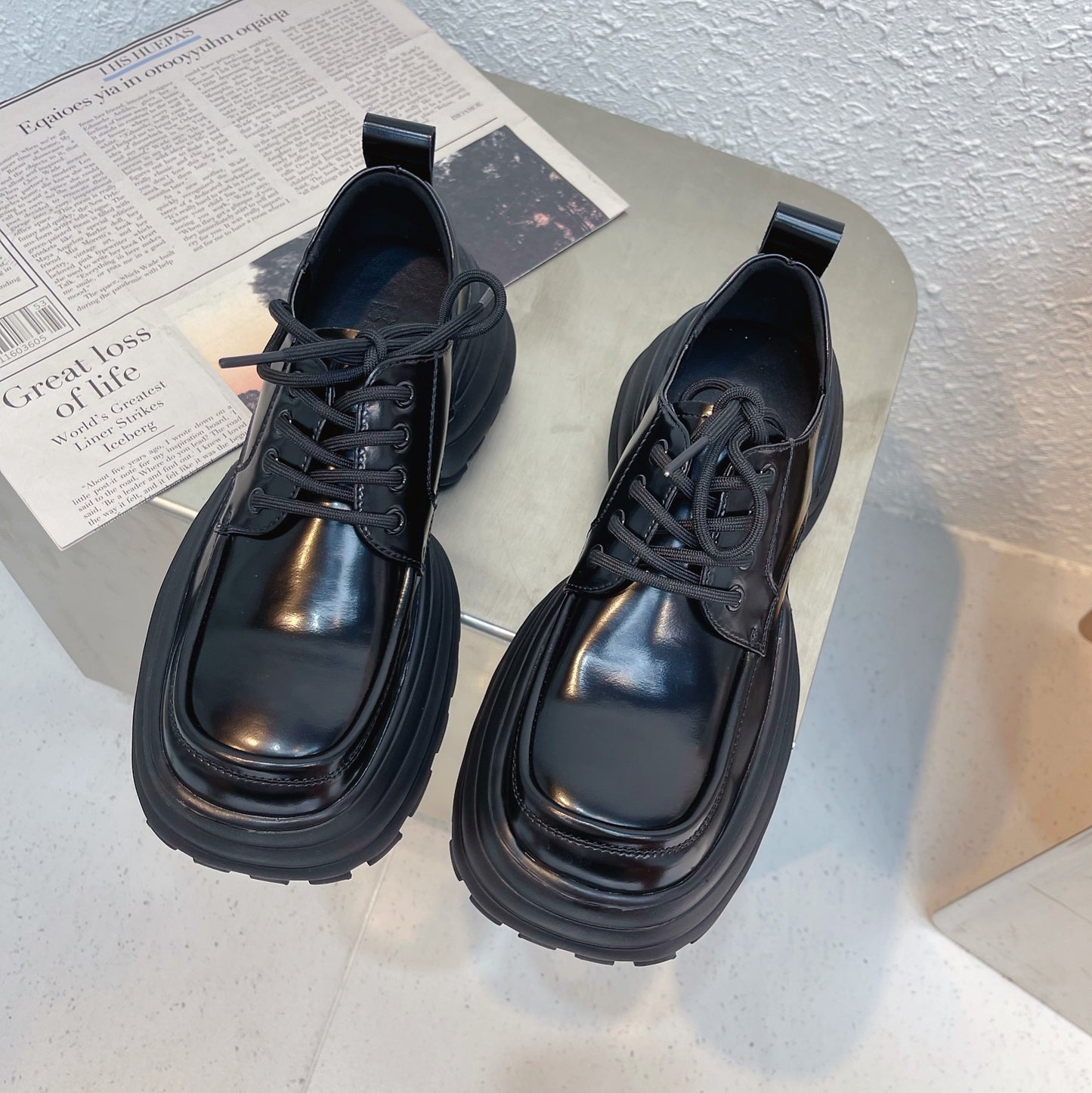 Women's Small Chunky Increased Square Toe Soft Casual Shoes