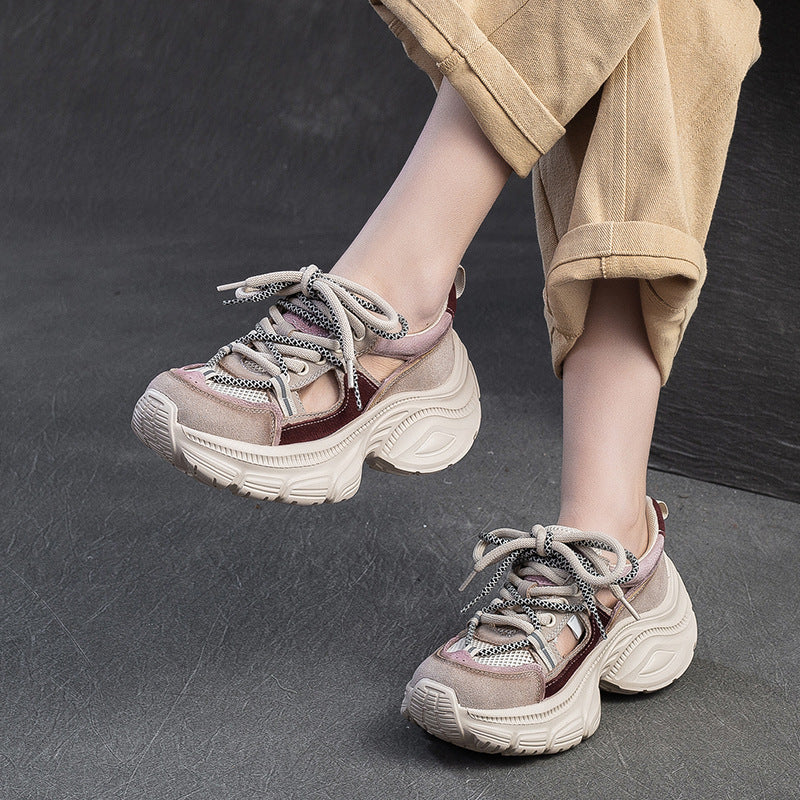 Breathable Mesh Fashion Clunky Small Height Casual Shoes