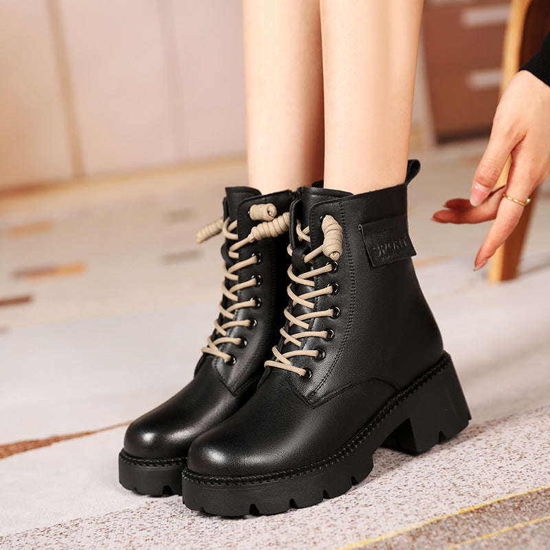 Women's Thickened Veet Ankle Thick Bottom Fleece-lined Chunky Boots