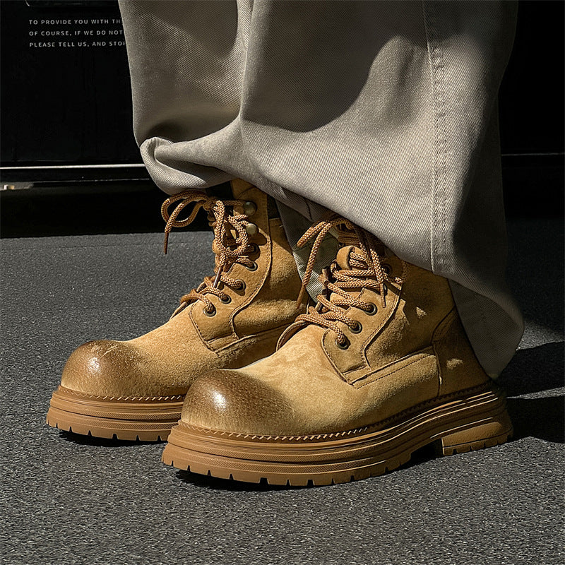 Men's Versatile Retro Ankle Thick-soled Green Tooling Boots
