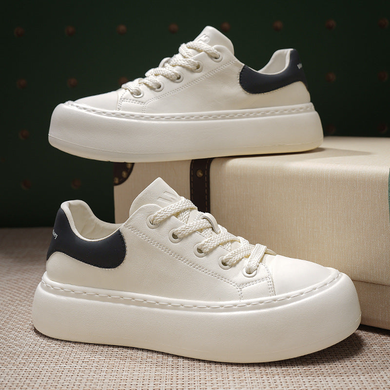 Men's Preppy Style Platform White Green Little Board Men's Sports Shoes