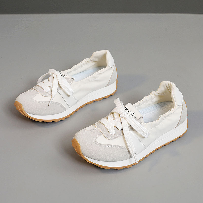 Women's White Platform Increased Round Toe Korean Casual Shoes