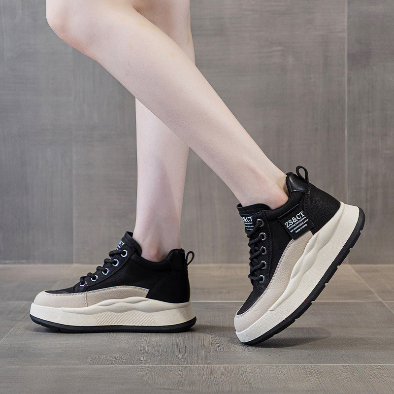 Authentic Versatile Thick Bottom Sports Leisure Black Women's Casual Shoes
