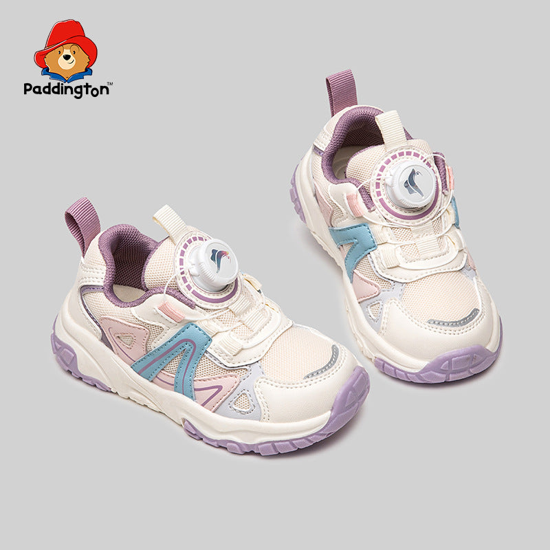 Children's Paddington Bear Autumn Leisure Elementary School Rotating Buttoned Kid's Sneakers