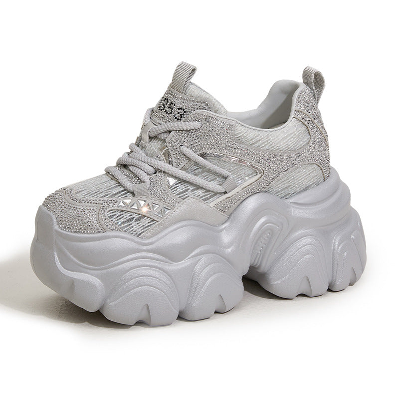 Women's Dad Hollow Mesh Surface Breathable Small Platform Height Increasing Women's Sports Shoes