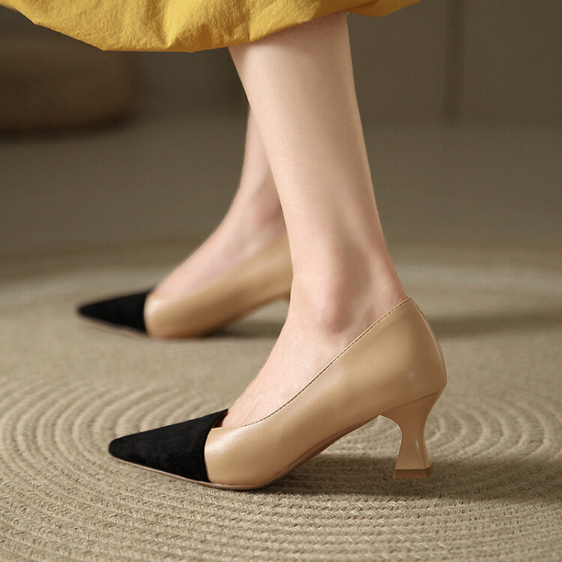 Women's High Multicolor Low-cut Slip-on Pointed Square Women's Fashion Shoes