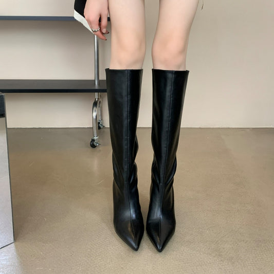 Toe Long Female Autumn Big Tube Women's Leather Boots