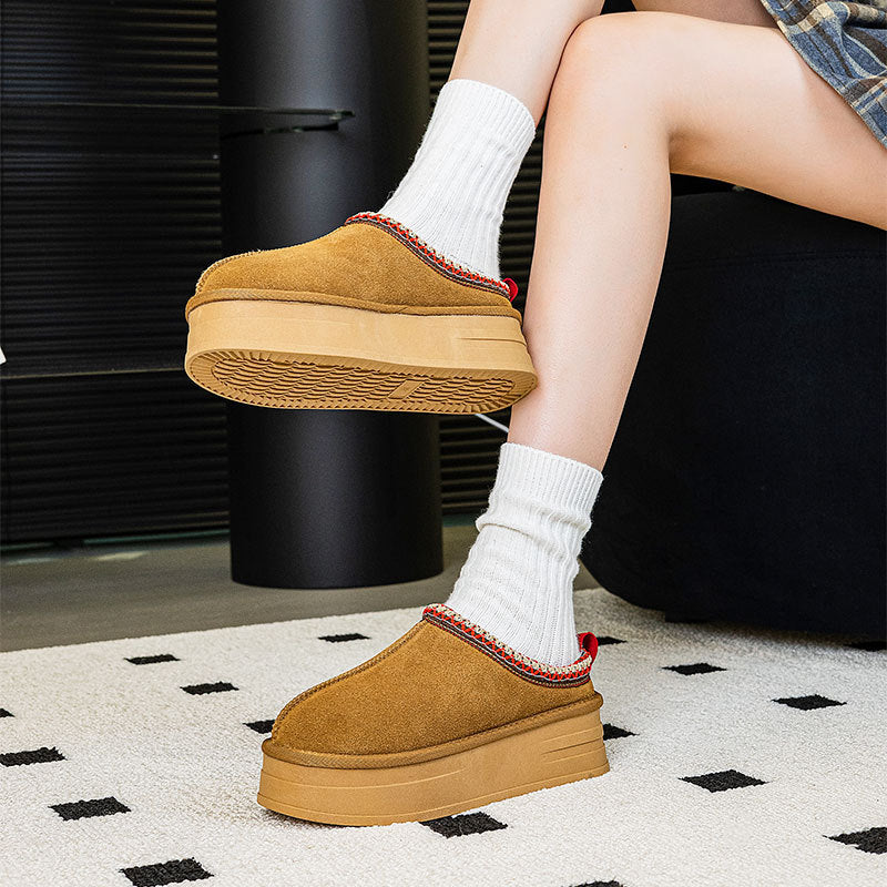 Women's National Style Lazy Cotton Outdoor Winter Snow Boots