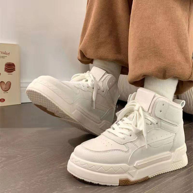 Women's Autumn High Top White Niche Fashion Sports Sneakers