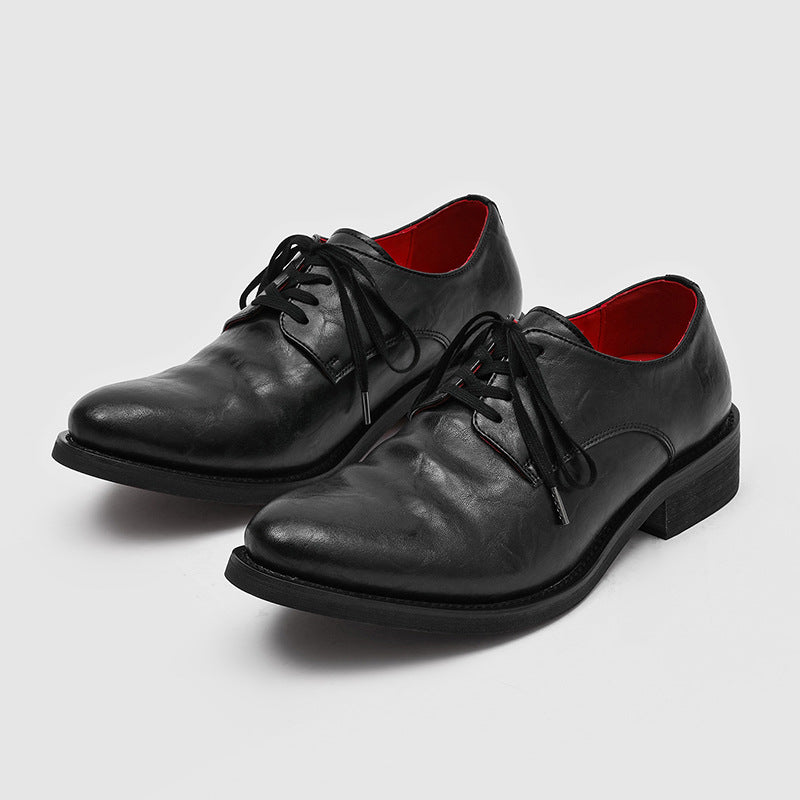 Men's Black Platform British Style Fashion Formal Business Commute Leisure Men's Casual Leather Shoes