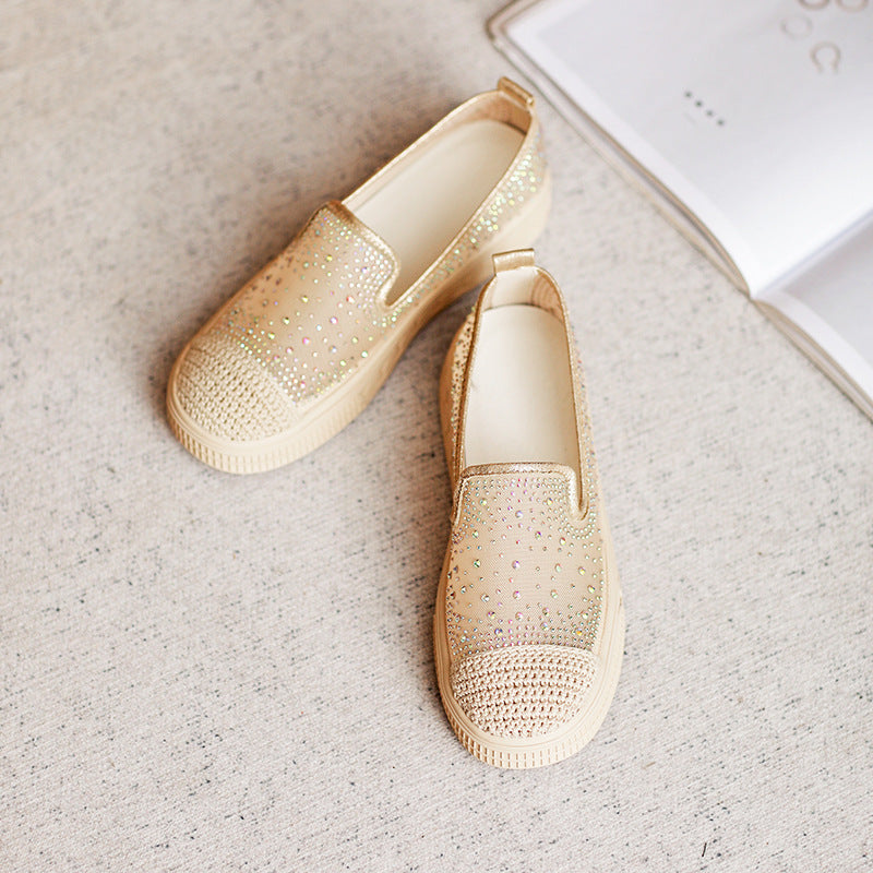 Women's Summer Platform Rhinestone Fisherman Flat Mesh Classic Sandals