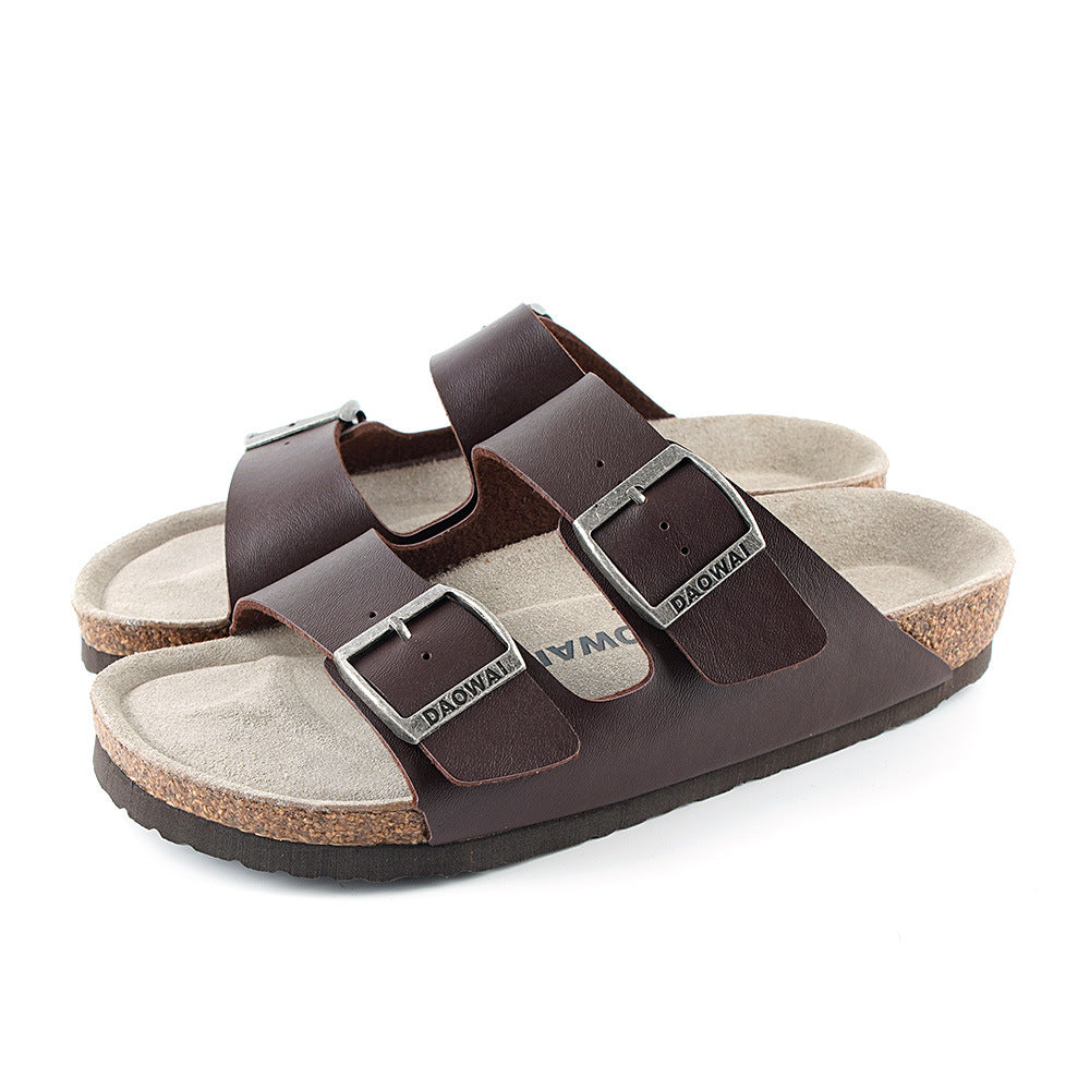Women's & Men's Flip-flops Summer Pink Suede Cowhide Series Sandals