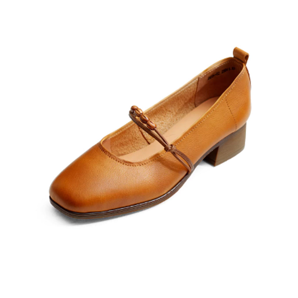 Women's Band Flat Spring Authentic British Style Square Toe Slip-on Stylish Women's Casual Shoes