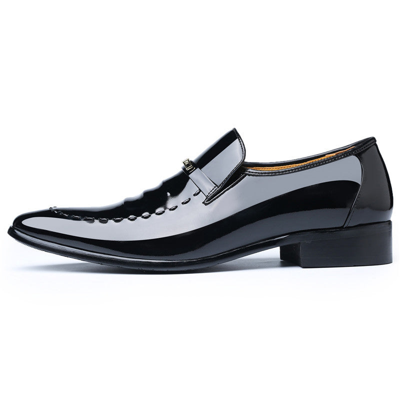 Men's Man's Head Spring Pointed Toe Patent Business Leather Shoes