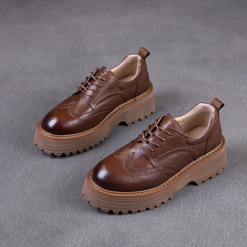 Women's Layer Cowhide Spring Genuine Retro Hand Men's Shoes