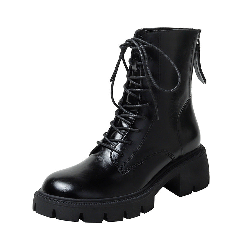 Women's Martin For Fleece-lined Platform Black Middle British Boots