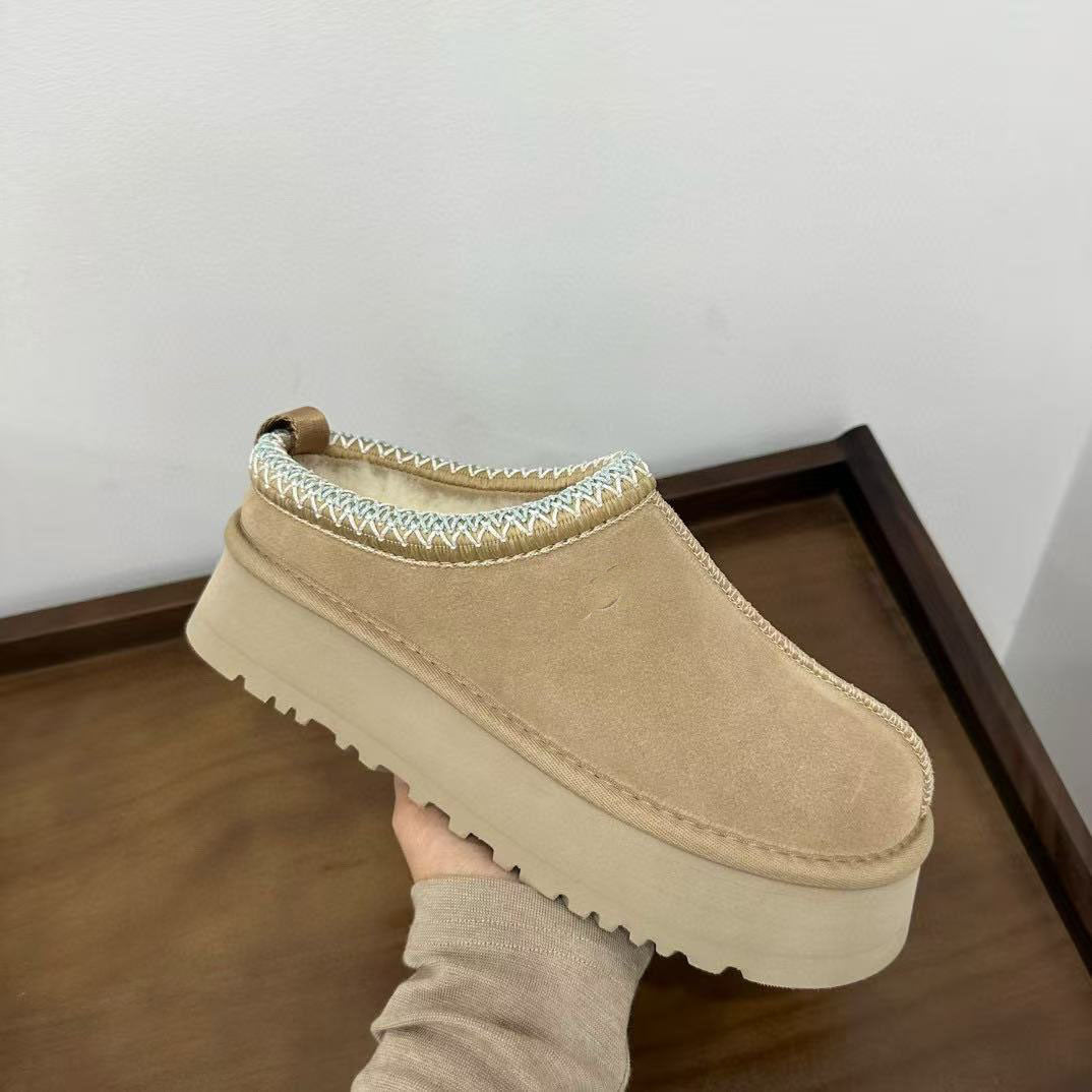 Sheepskin Fur One-piece Thick-soled Ethnic Style Knitted Belt Tasman Boots