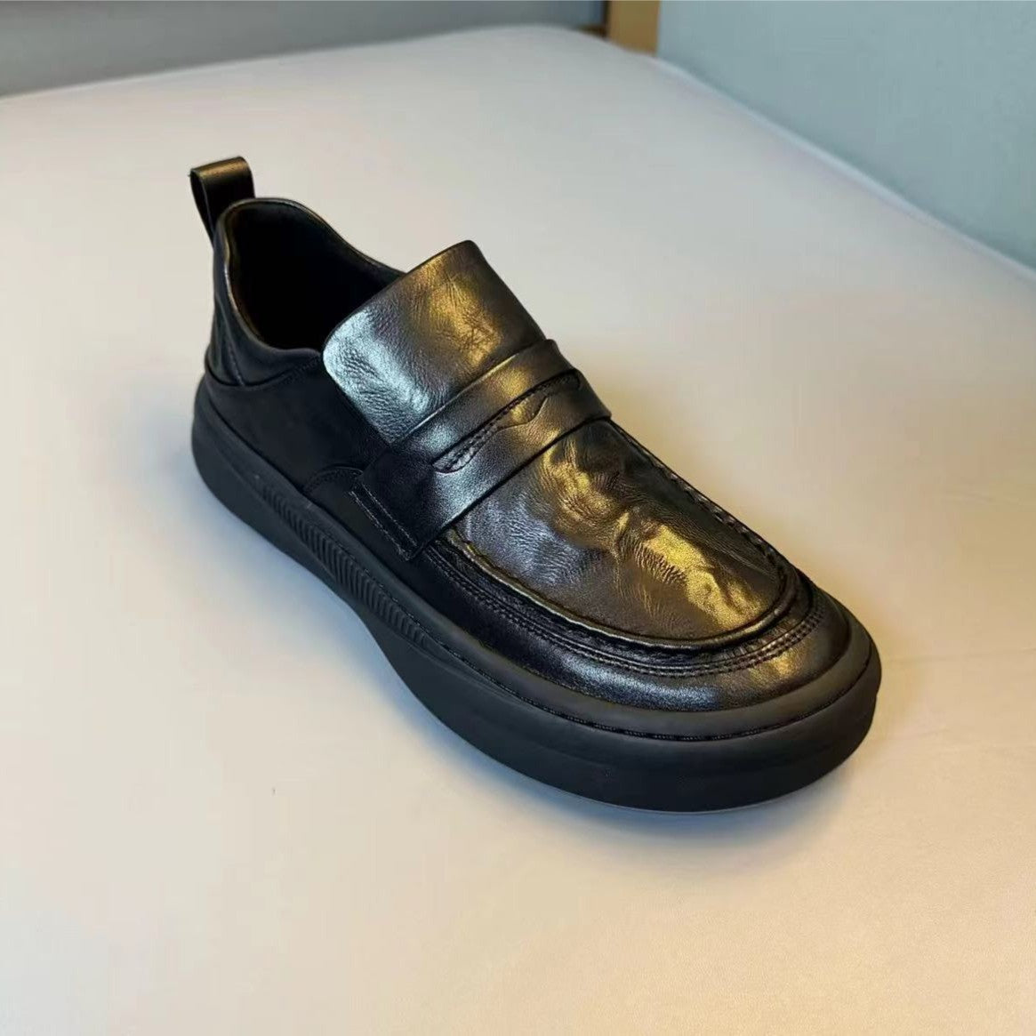 Men's Cowhide Fleece-lined Thick Winter Pure Business Men's Shoes