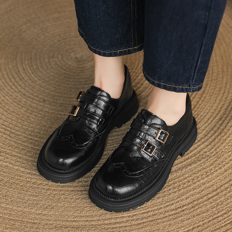Women's Size Belt Buckle Platform Round Toe Women's Fashion Shoes