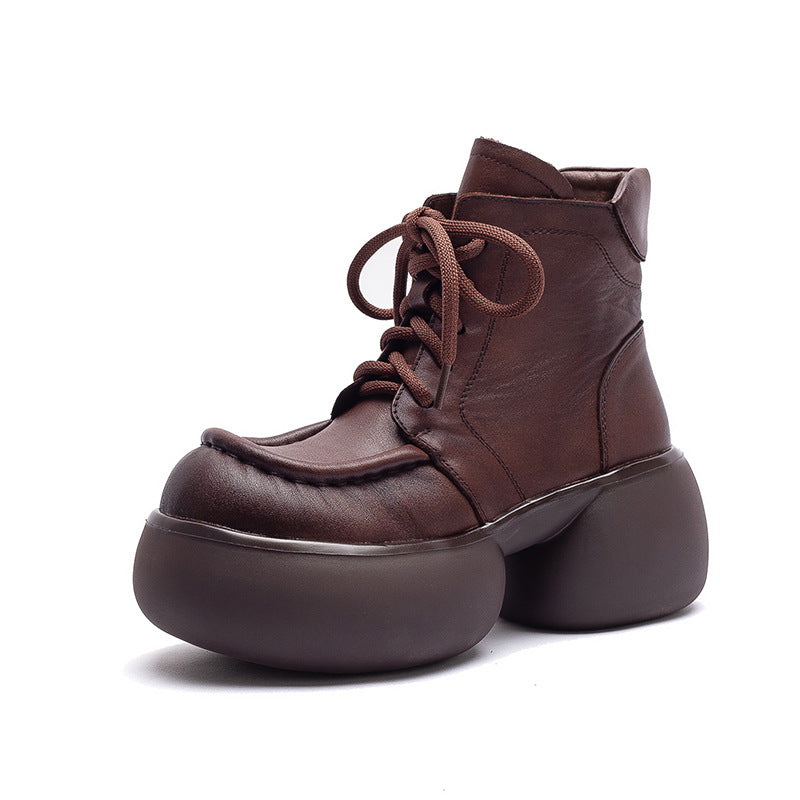 Women's British Martin Increased Top Layer Cowhide Women's Leather Boots