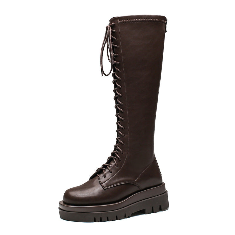 Women's Winter British Style Elastic Platform Below Boots