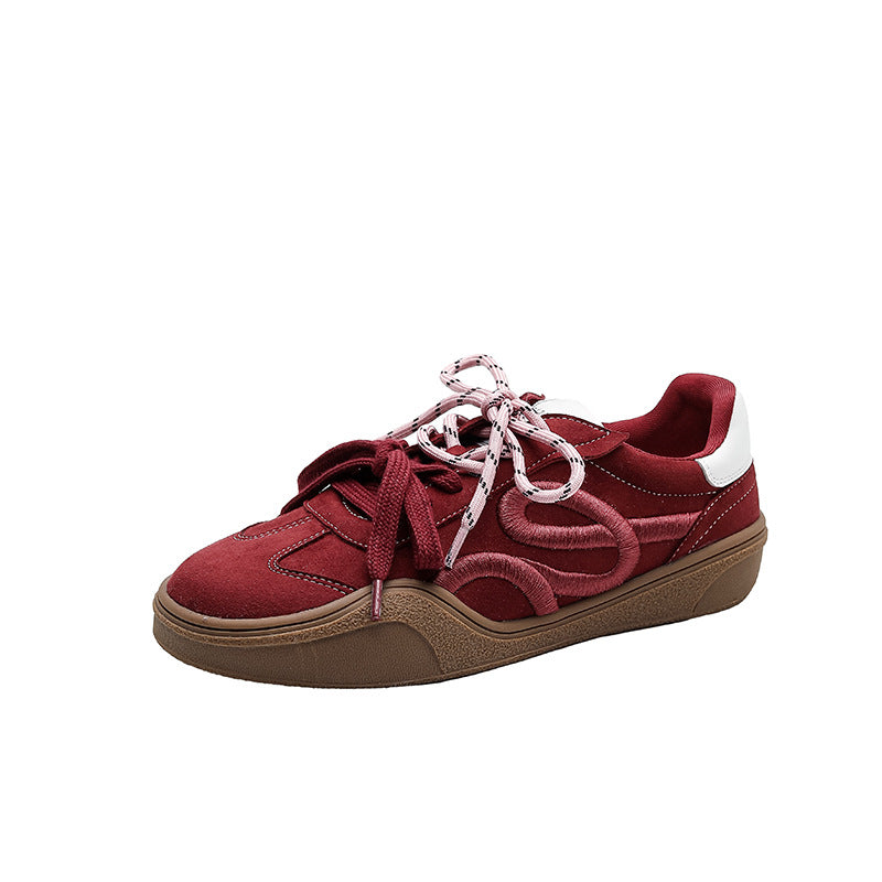 Women's Thick-soled Embroidered German Training Flat Bottom Comfort Retro Sports Skate Women's Casual Shoes