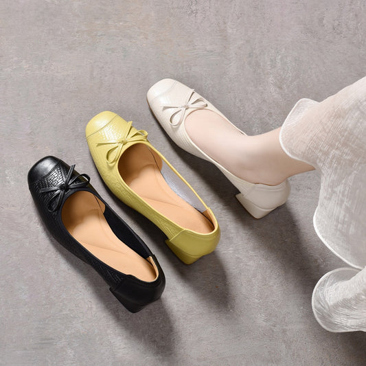 Women's Super Soft Calfskin Pumps Not Tired Feet French Round Toe Women's Fashion Shoes