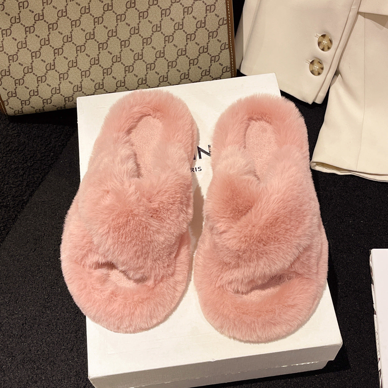 Women's Fluffy Outer Wear Korean Fashion Home Sandals