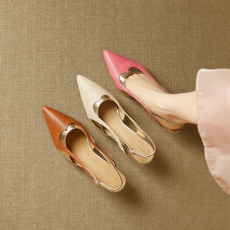 Women's Toe Shallow Mouth Profiled Mid Summer Buckle Color Matching Fashion High Heeled Sandals