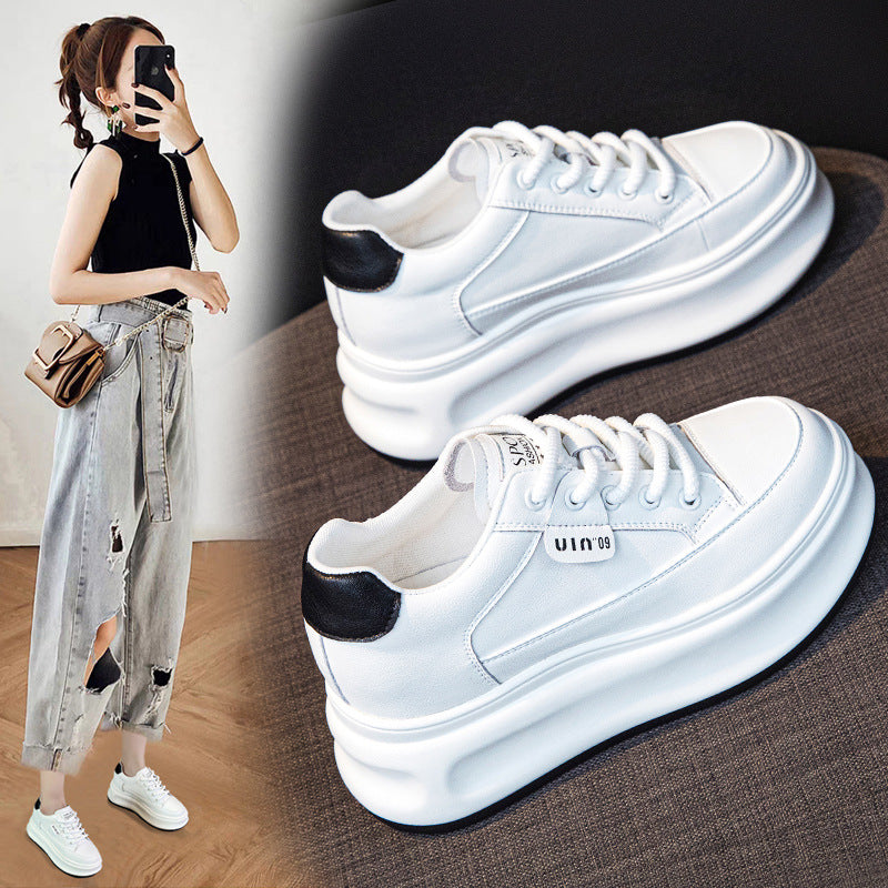 Women's Increasing Insole White Autumn Platform Small Casual Shoes