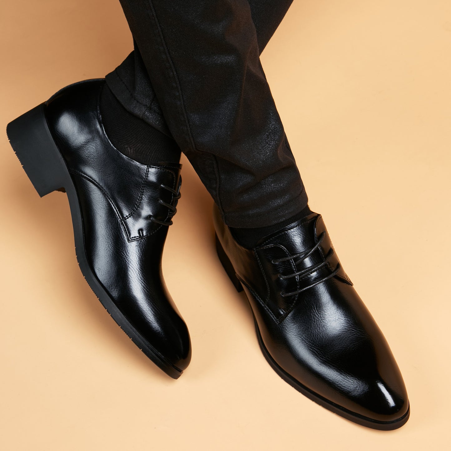 Men's Sheepskin Korean Breathable British Genuine Formal Men's Business Leather Shoes