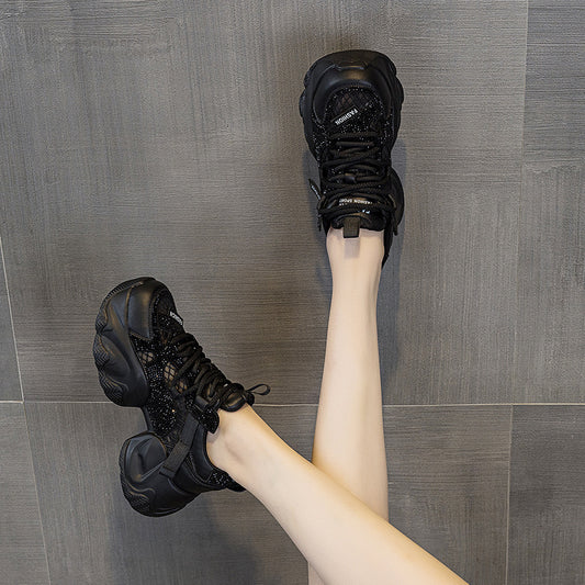 Goods Mesh Breathable Rhinestone Dad Female Casual Shoes