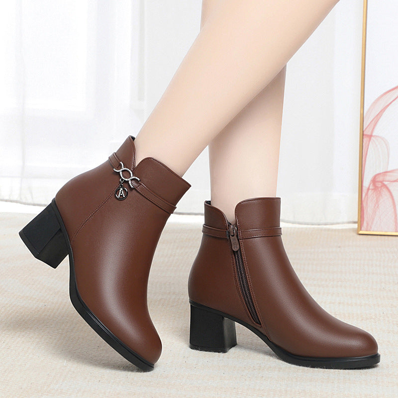 Mother's Soft Bottom Fleece-lined Thick Female Boots