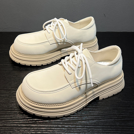 Men's White British Style Tooling Pumps Loafers