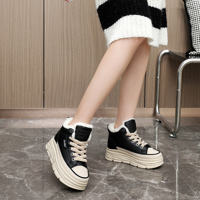 Women's Height Increasing Insole Winter Korean Warm Sneakers