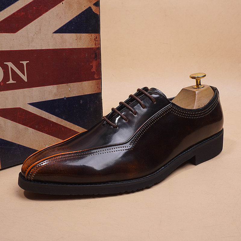 Men's Slip On Height Increasing Insole Retro Men's Business Leather Shoes