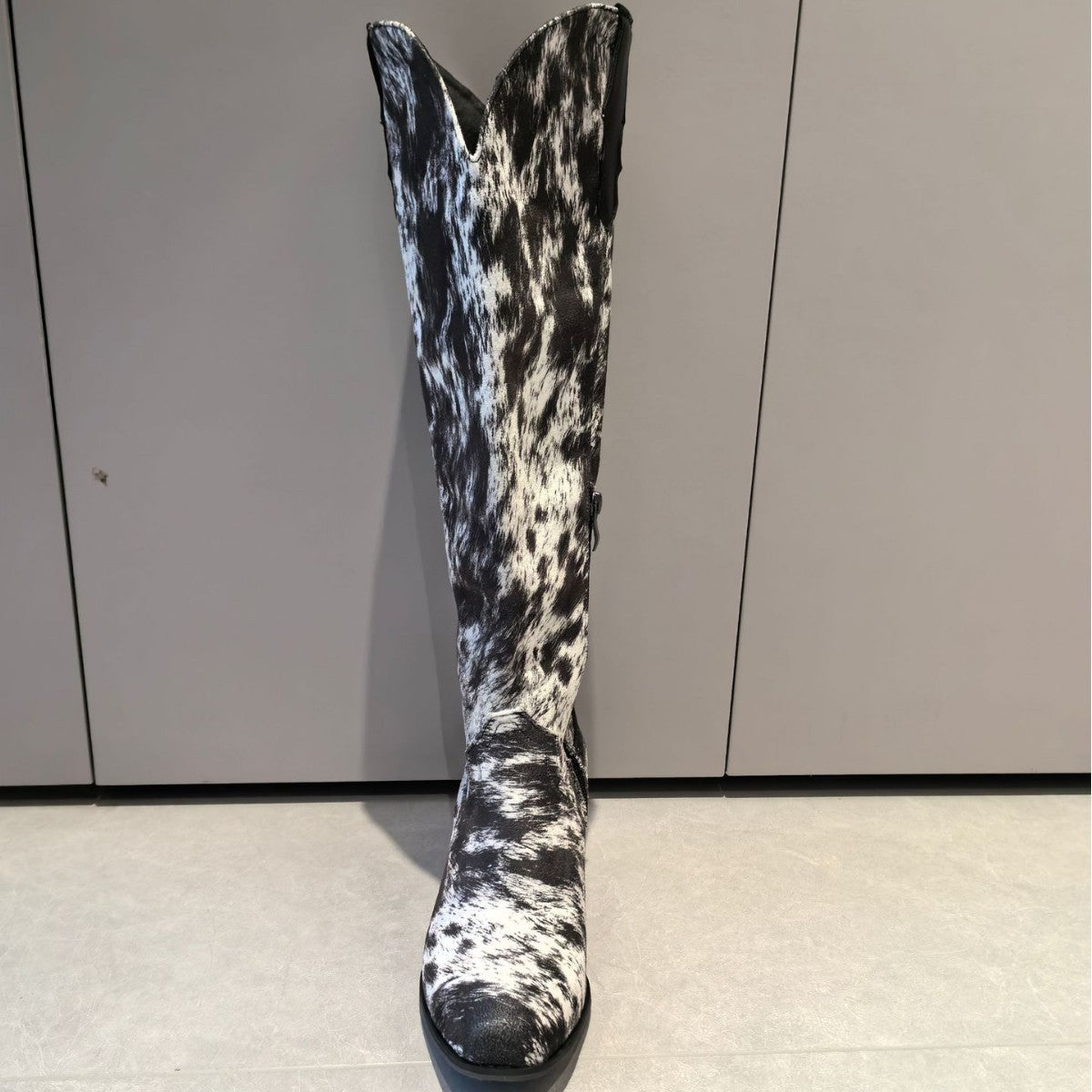 Suede Printed Large Size Height Knight Women's Leather Boots