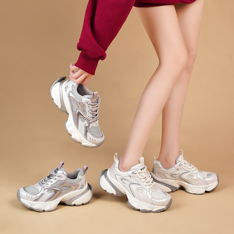 Women's Platform Thick Bottom Sier Show Feet Sneakers