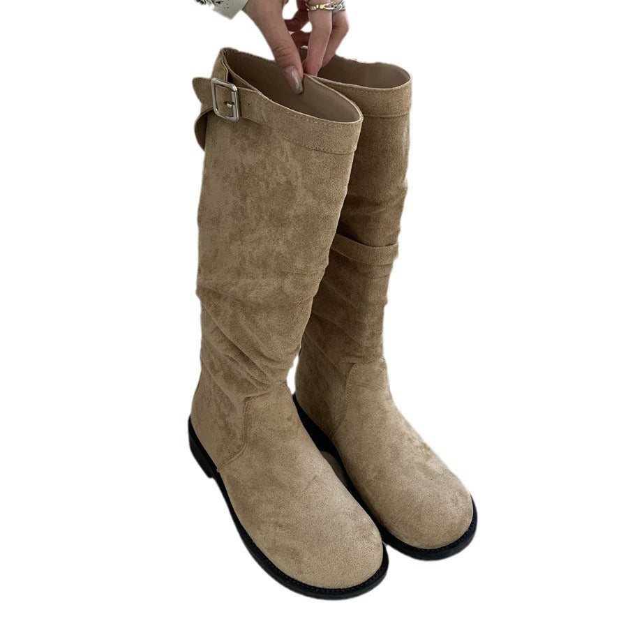 Women's Pile Style Tall Knight Retro Western Cowboy Below The Boots