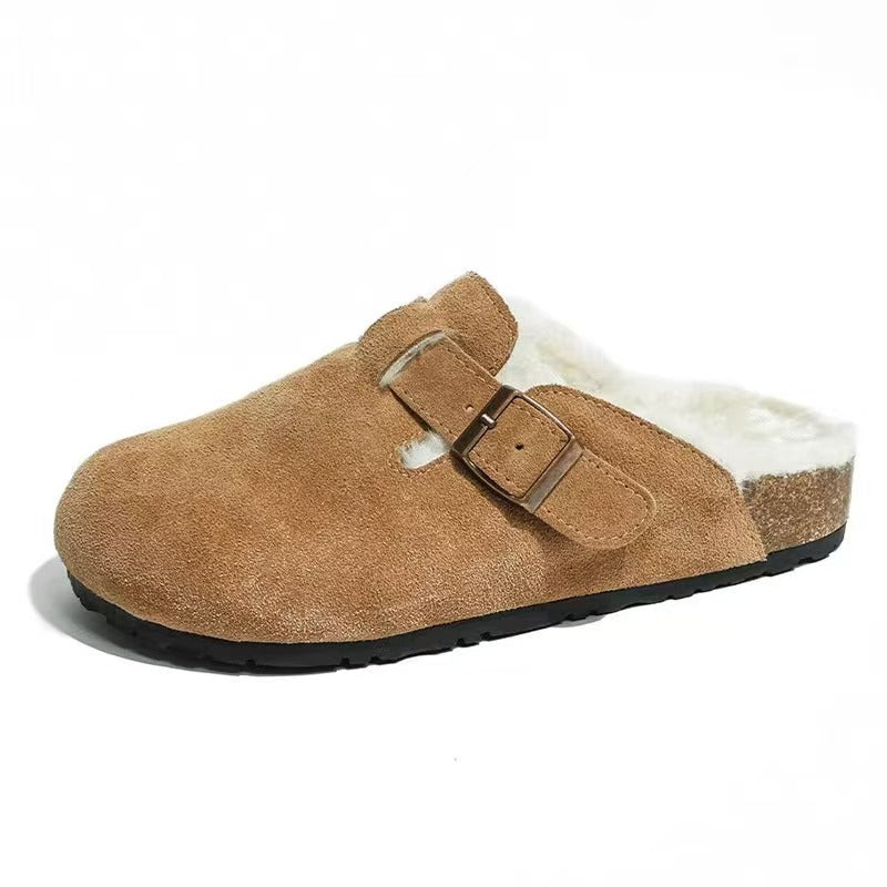 Women's Fluffy British Style Thick Bottom Suede Winter Outdoor Wear Women's Shoes