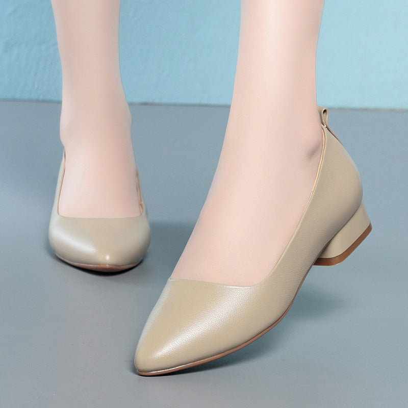 Black Soft Bottom Chunky Pumps Comfortable Women's Fashion Shoes