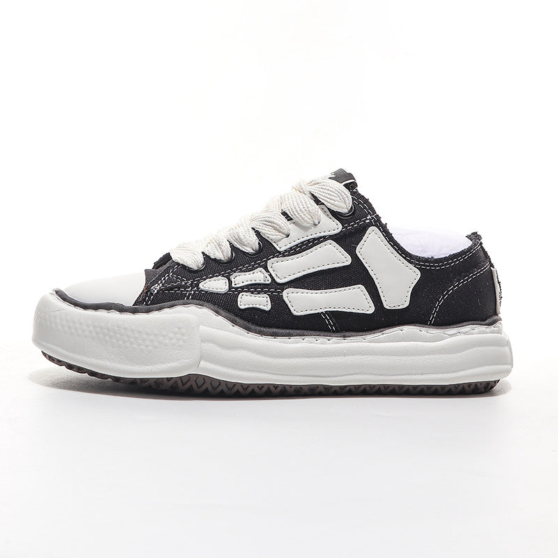 Men's Bone Dissoing Black White Platform For Men's Sports Shoes