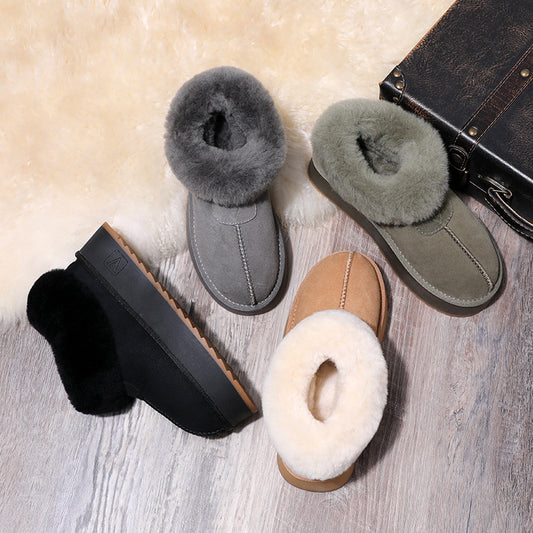 Women's Sheepskin Fur Thick Bottom Short Winter Snow Boots