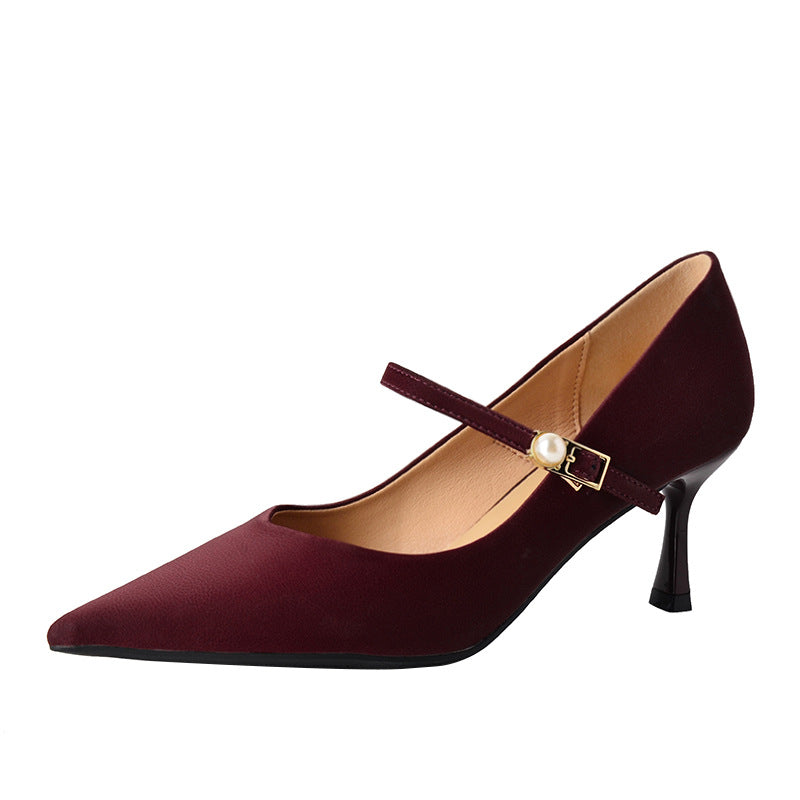 Women's Commute Buckle High Pointed Toe Stiletto Wedding Bridesmaid Party Heels